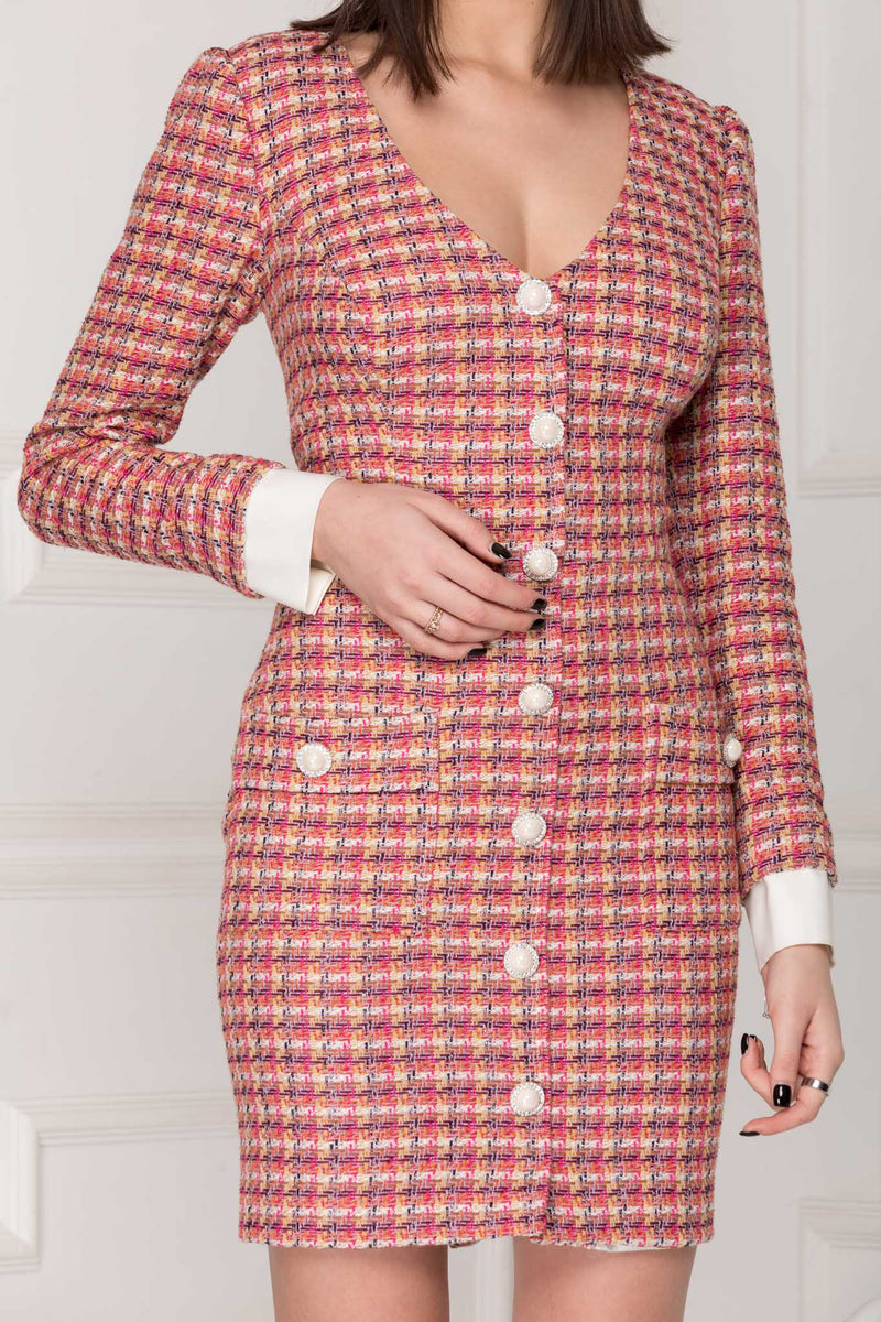 Business Woman dress full details with an elegant V neckline.