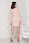 Classic pink tweed dress full back details.
