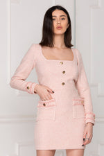Classic Pink Tweed Dress perfect for office.