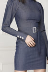 Denim Mini Luxe with dress detailing buttoned cuffs.