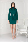 Green Mini Luxe dress full body.