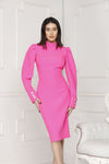 Neon pink midi luxe dress frontsize.