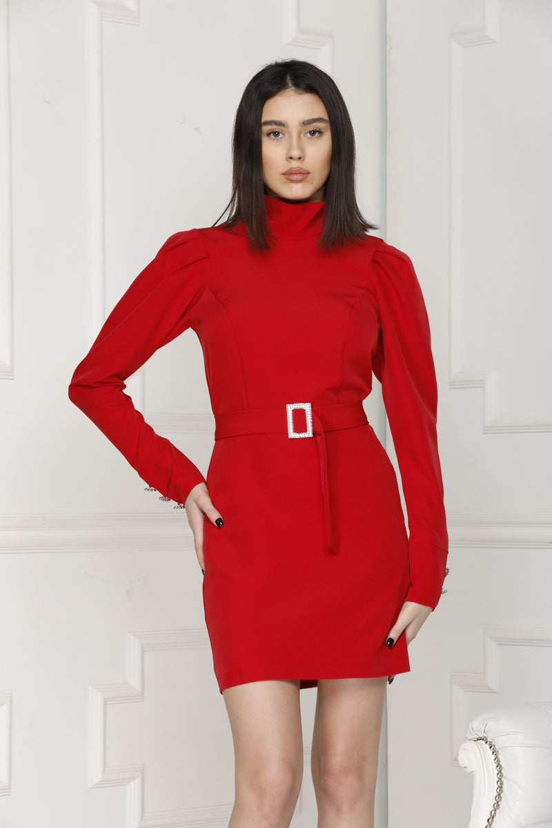 Mini Luxe dress red colour details.