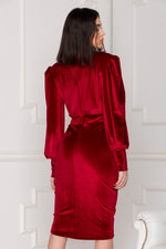 Infinity Red Velvet dress backside details.