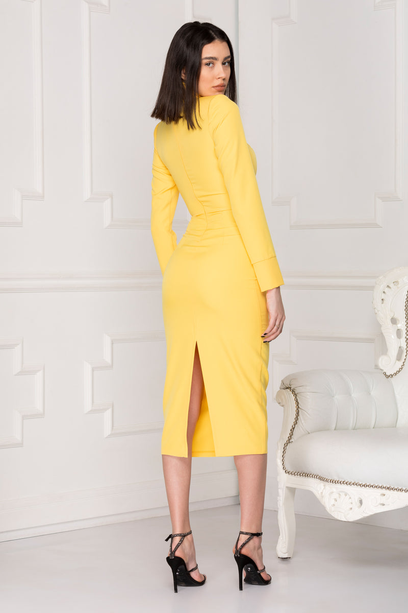 Yellow Spring dress backside details.